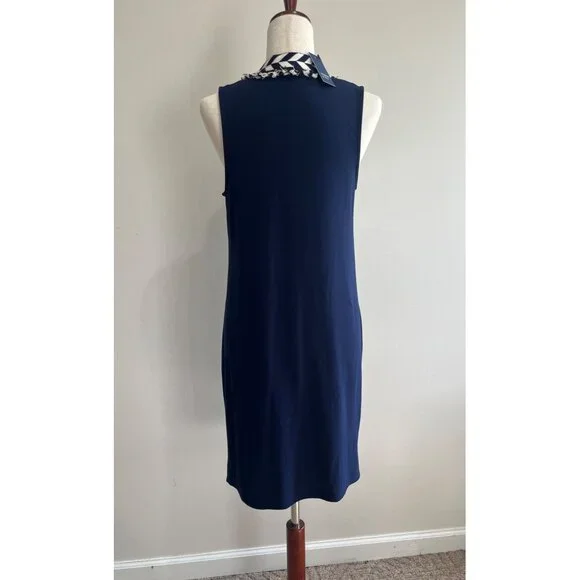 Crown and Ivy Sleeveless Shift Dress Womens S Navy V-Neck Stetch Coastal Core - Picture 3 of 7
